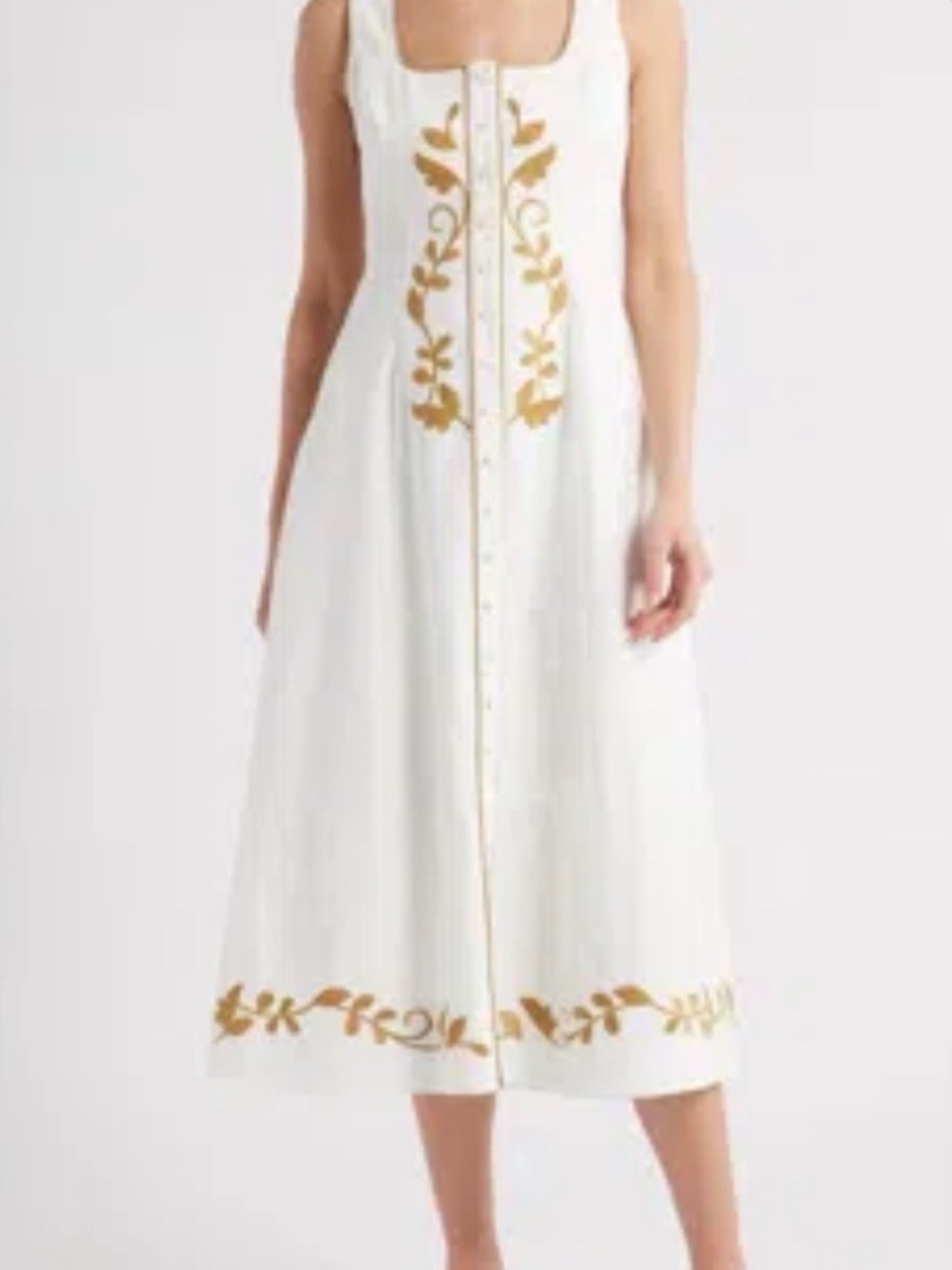 ZOE AND CLAIRE Embroidered Sleeveless Midi Dress In White S